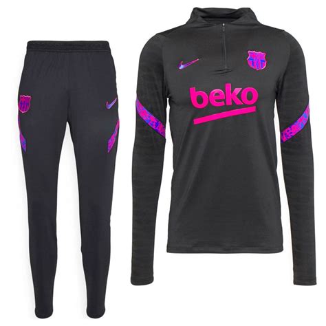 nike fc barcelona strike drill trainingspak 2021-2022 kids zwart roze